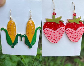 Fruit Earrings, Fruit Earrings, Women Earrings, Glass Grape Drop Earrings, Food Earrings, Gift For Her
