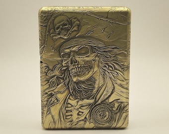 Encendedor Zorro 912 Pirata de latón tallado profundo de 5 lados - con caja de regalo y piedras