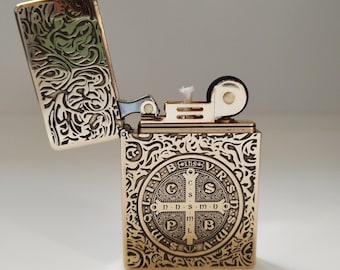 Zorro ZL8 Constantine Brass Lighter - Ultra-Thin Case & Heavy Duty Hinge (with Gift Box and Flints)