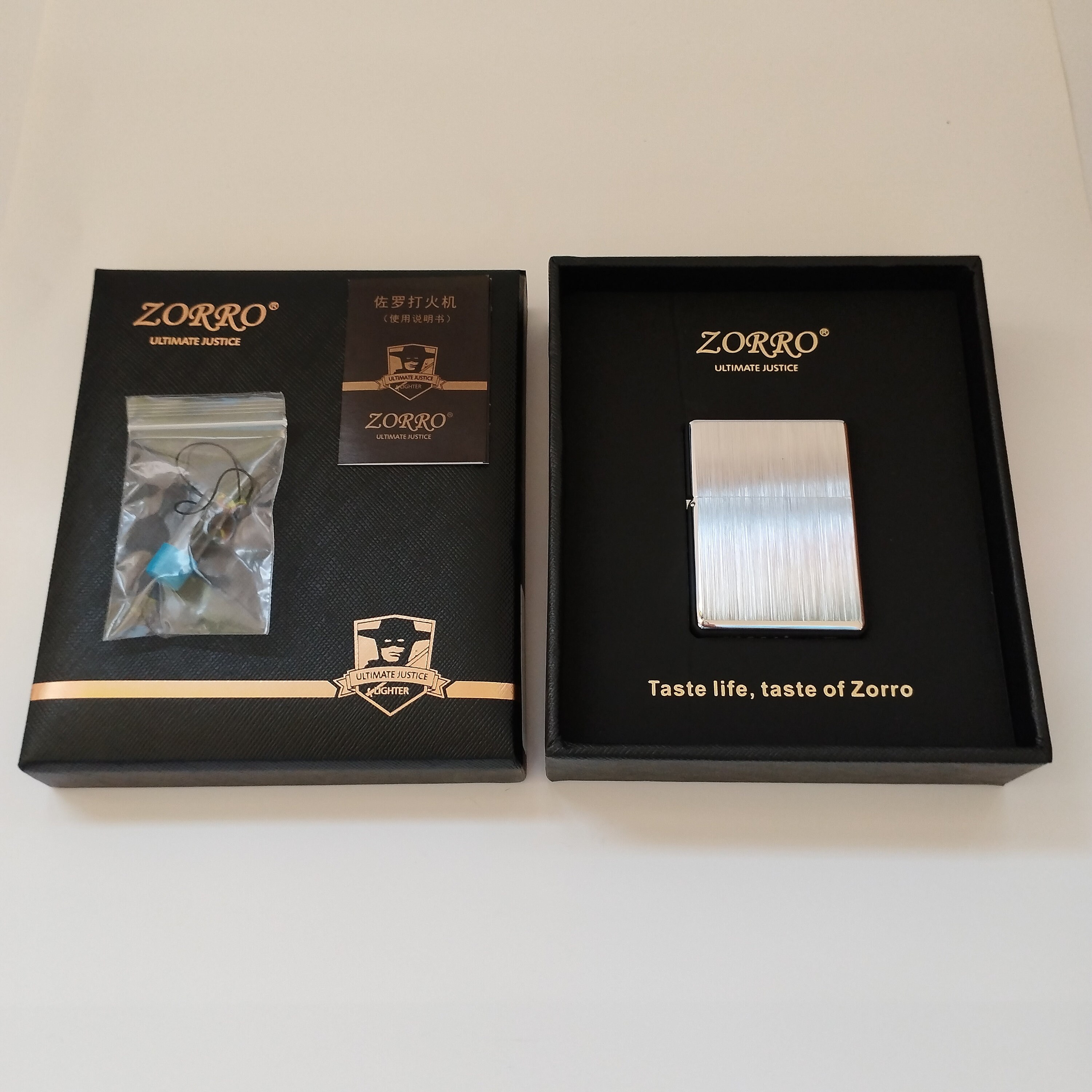 Zorro 912 Brushed Silver Chrome Brass Lighter - 150g Case & Heavy 