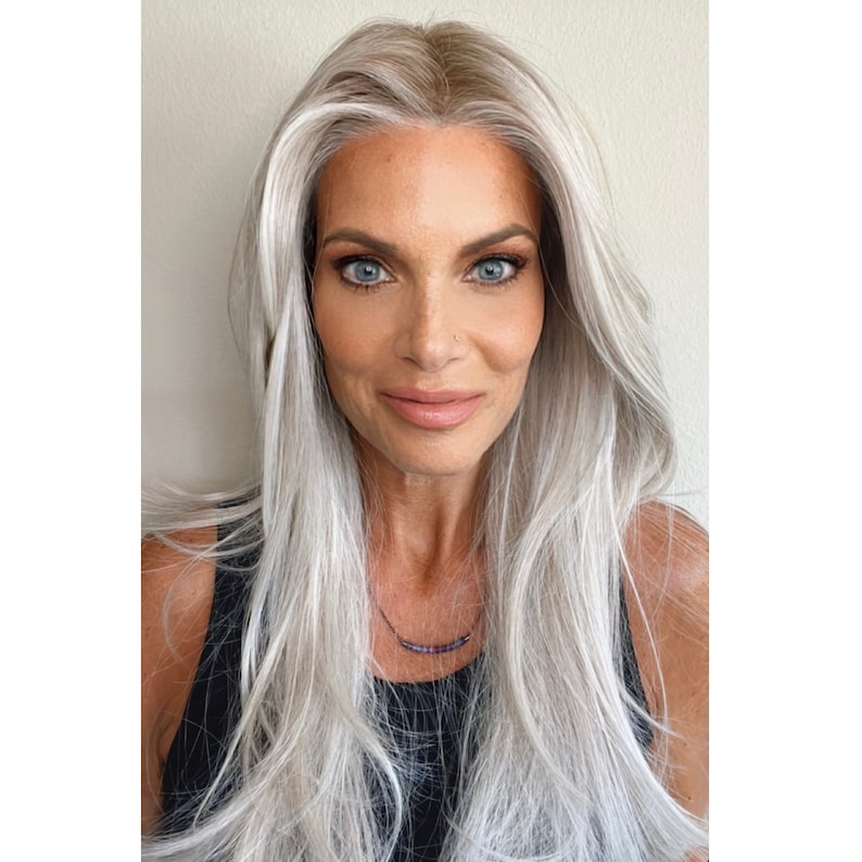 Harper 22 Long Ash Silver Gray Platinum Blonde Soft Luxe Synthetic Wig ...