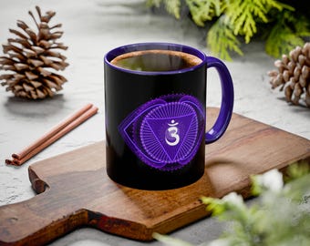 Mok derde oogchakra | Paarse chakra-koffiekop voor intuïtie en inzicht | Yoga- en meditatiemok | Boho-huisdecoratie | Cadeau voor yogaliefhebber