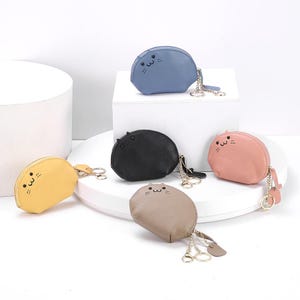 Monedero minimalista y bonito para mujer o hombre, minibolso para llaves de piel auténtica, regalo para ella