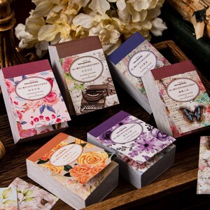Adesivos de flores de papel, série de livreto de flores vintage, decoração faça você mesmo, presente, 100 peças (frete grátis para compras de 4 ou mais)