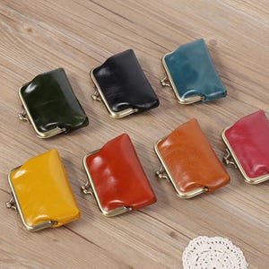 Cartera vintage para mujer y hombre, minimonedero de cuero genuino, regalo para ella