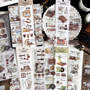 Tijdobject tapestickers serie vintage doe-het-zelf stickers met lange strook tape (gratis verzending voor aankopen van 4 of meer)