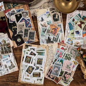 Sticker serie filatelistisch museum vintage plant hand accountstickers doe-het-zelf decoratieve stickers (gratis verzending voor aankopen van 4 of meer)