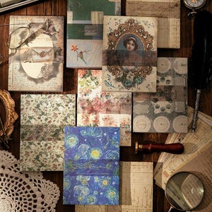 Vintage handgemaakte kartonnen stickerdecoratie DIY-envelop 8 stijlen (100 ochtend en avond) (gratis verzending voor aankopen van 4 of meer)
