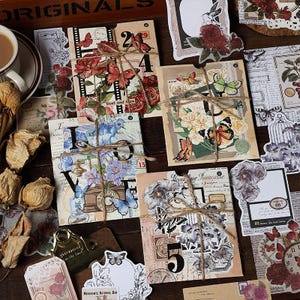 Plant vlinder sticker serie vintage planten vlinder handgemaakte stickers decoratief materiaal (gratis verzending voor aankopen van 4 of meer)