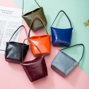 Vintage Echtleder Handtasche für Frauen, Leder Eimer Kleine Münztasche, Geschenk für Sie