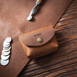 Monedero vintage minimalista mini para hombre, monedero multifuncional de cuero genuino con hebilla, regalo para ella