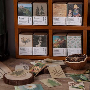 Kleine boekencollectie notities serie vintage materiaal bericht papier klein karton (gratis verzending voor aankopen van 4 of meer)