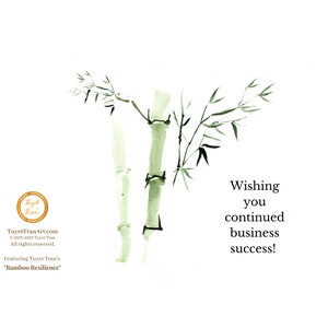 watercolor bamboo greeting card for success in business - blank greeting card - customizable - Asian greeting cards