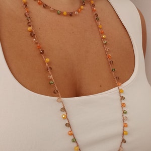 Collana con cristalli , Collana con filo uncinetto , Collana con perline multicolor immagine 9