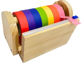 Wood Masking Tape Dispenser, Craft Tape Dispenser, Kids Tape Dispenser, Multi Tape Dispenser, Washi Tape Dispenser (Sliding Cutter)