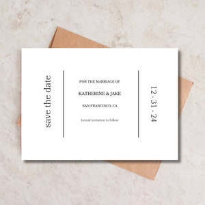 Modern black and white save the date template, instant download, editable using Canva.