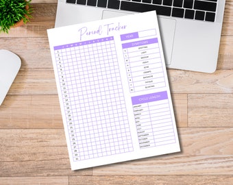 Period tracker printable template, instant download, editable using Canva, two sizes included.