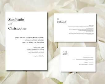 May include: Wedding invitation with white background and black text. The invitation is for Stephanie and Christopher's wedding on Saturday, October 20th, 2023 at three o'clock in the afternoon. The venue name, address, and city are listed. The invitation also includes details about the reception, accommodations, and transportation.