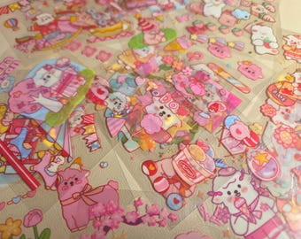 Mystiska söta kawaii-klistermärken, väska ~ 5–30 slumpmässiga söta vinylklistermärkesark {PLUS GRATISPÅR}