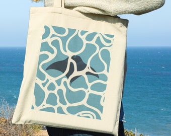 Bolsa de praia com estampa de arraia-manta, bolsa temática de peixes, estilo praiano, bolsa com tema de vida marinha, bolsas femininas, bolsa de arraia, presente com tema de praia, presente para ela