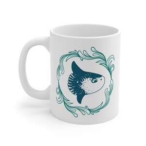 Coastal Sunfish 11oz Ceramic Coffee Mug Coastal Theme Gift for Her Ocean Themed Cup Sea Life Drinkware Gift Sunfish Tea Mug Gift for Her image 6
