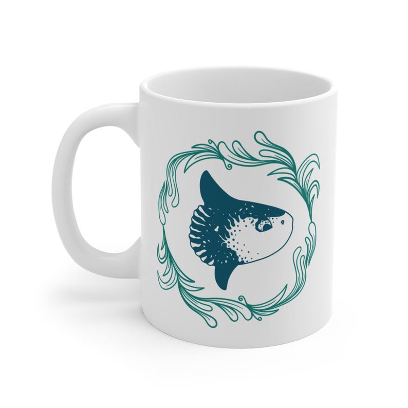 Coastal Sunfish 11oz Ceramic Coffee Mug Coastal Theme Gift for Her Ocean Themed Cup Sea Life Drinkware Gift Sunfish Tea Mug Gift for Her image 6