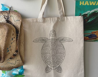 Draagtas zeeschildpad, draagtas kust, draagtas voor zeeliefhebbers, draagtas zeedieren, draagtas schildpad, cadeau mariene biologie, cadeau surfer, strandtas