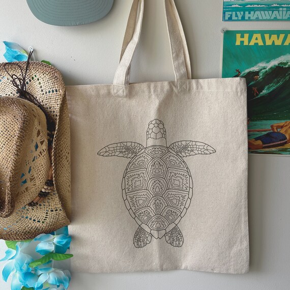 Sea Turtle Tote Bag, Coastal Tote Bag, Tote Bag for Sea Lovers, Sea Animal Tote, Turtle Tote, Marine Biology Gift, Surfer Gift, Beach Bag