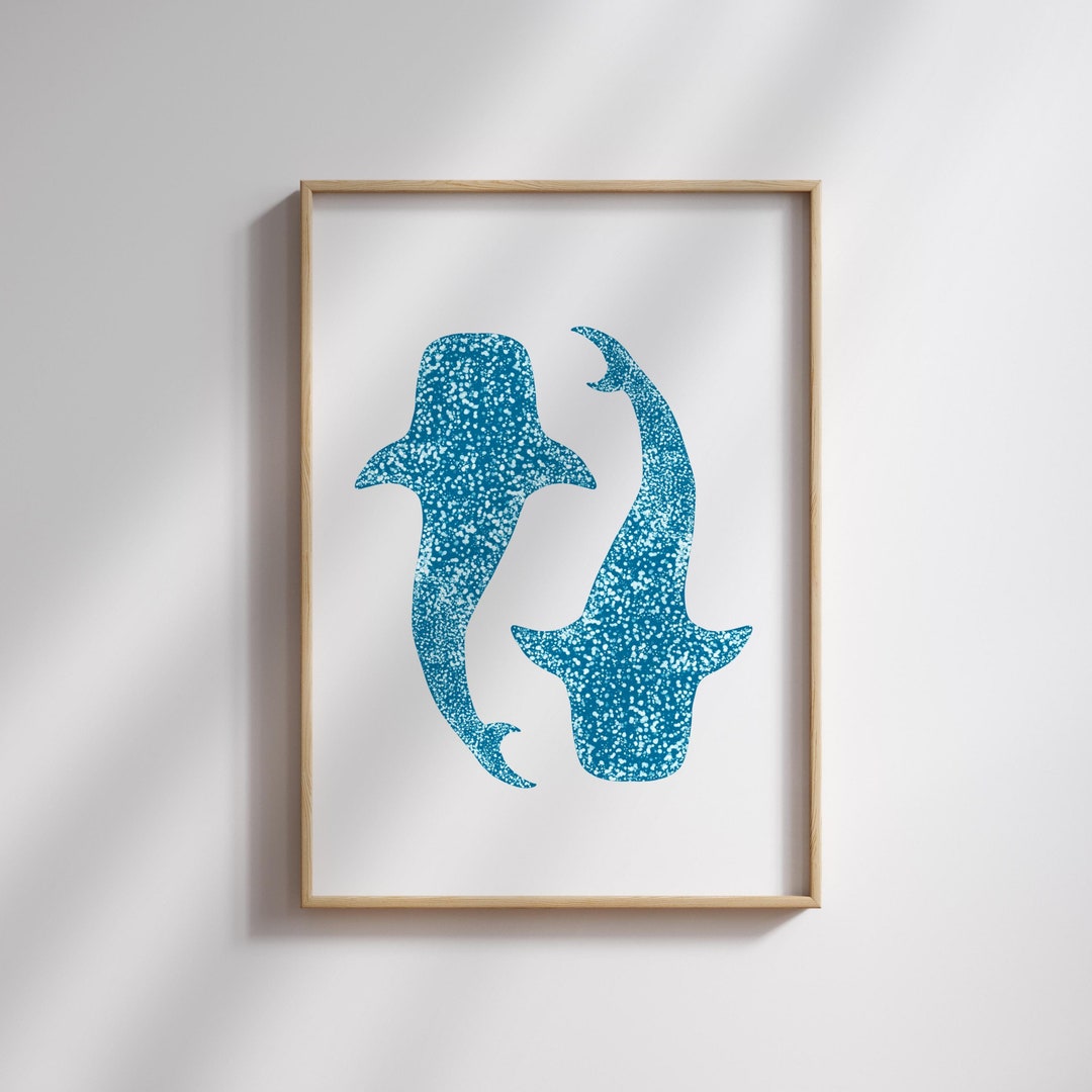 Swimming Whale Sharks Wall Art Print Marine Life Wall Decor Coastal ...