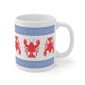 Greek Euro Lobster Mug Gift for Her Cute Coastal Mug Lobster Themed Gift for Mom Lobster Crustacean Gift Mediterranean Lobster Coffee Mug imagem 2