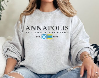 Annapolis Sailing Sweatshirt Yachting Pullover Sweatshirt Maryland Sailing Sweatshirt Annapolis Souvenir Preppy Unisex Crewneck Sweatshirt