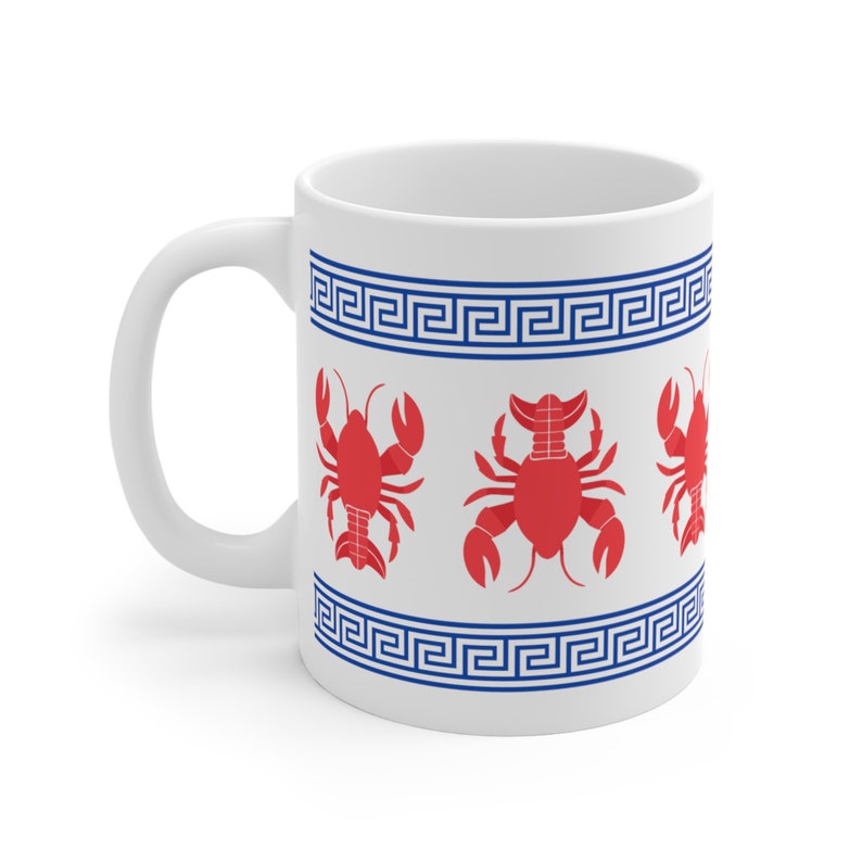 Greek Euro Lobster Mug Gift for Her Cute Coastal Mug Lobster Themed Gift for Mom Lobster Crustacean Gift Mediterranean Lobster Coffee Mug imagem 4