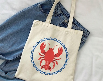 Torba typu tote Coastal Lobster: styl preppy na łodzie, 100% bawełny