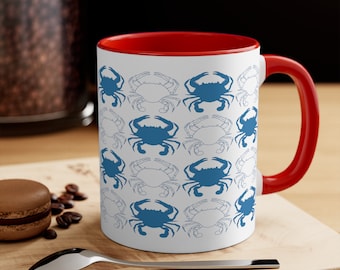 Blue Crab Mug, Crab Coffee Cup, Crab Gift, Marine Biologist Gift, Coastal Themed Coffee Cup, Ocean Themed Gift, Beach Themed Gift, Crab Mug