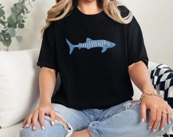 Ocean Whale Shark Unisex T Shirt, Hand Drawn Design, Printed On Comfort Colors, Shark T Shirt, Ocean Themed T Shirt Gift, Whale Shark Shirt