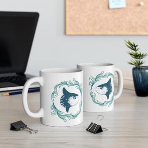 Coastal Sunfish 11oz Ceramic Coffee Mug Coastal Theme Gift for Her Ocean Themed Cup Sea Life Drinkware Gift Sunfish Tea Mug Gift for Her image 4