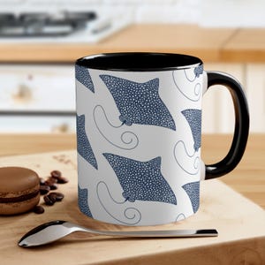 Eagle Ray Sea Life Accent Mug - 11oz Ocean Theme Sea Animal Mug Sting Ray Pattern Ceramic Mug Sea Life Home & Living Coastal Style Mug Gift