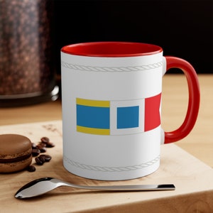 Custom Nautical Flag Alphabet Initial Mug Personalized Nautical Boating Gift for Captain Custom Beach Gift Initial Coffee Mug Sailing Gift