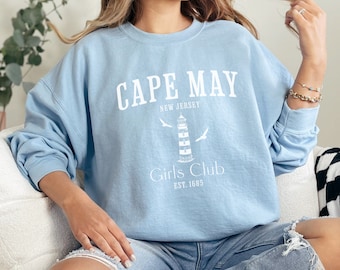 Cape May Girls Club Sweatshirt Coastal Grandmother Aesthetic Beach Bach Crewnecks Beach Bachelorette Sweatshirt Bachelorette Crewneck Gifts