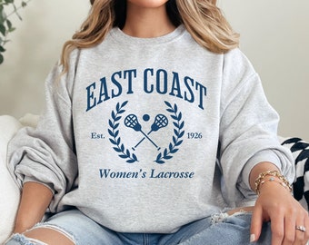 Women's LAX Sweatshirt Gift Preppy East Coast LAX Sweatshirt Lacrosse Gift Unisex Crewneck Sweatshirt LAX Mom Shirt Cute Sports Sweatshirt