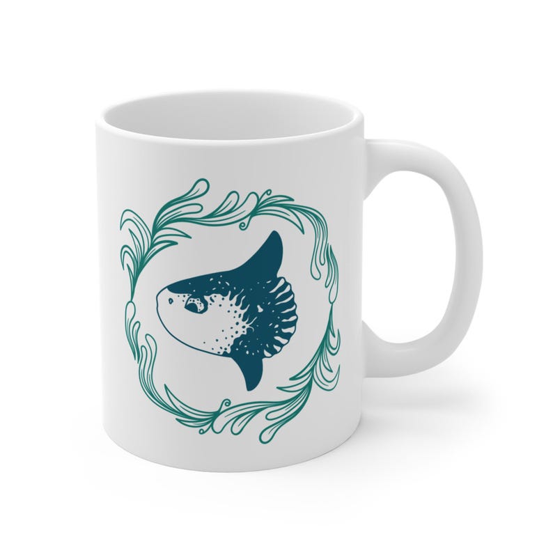 Coastal Sunfish 11oz Ceramic Coffee Mug Coastal Theme Gift for Her Ocean Themed Cup Sea Life Drinkware Gift Sunfish Tea Mug Gift for Her image 7