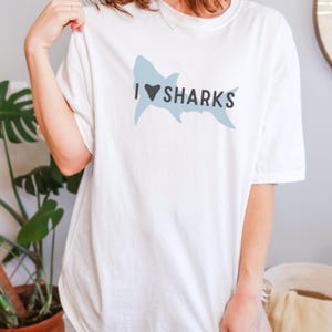 I Love Sharks Unisex Graphic Tee - Cute Shark Theme Gift for Shark Lovers, Funny Shark Gift, Shark Lover Shirt, Sea Animal Gift, Shark Gift