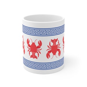 Greek Euro Lobster Mug Gift for Her Cute Coastal Mug Lobster Themed Gift for Mom Lobster Crustacean Gift Mediterranean Lobster Coffee Mug imagem 3