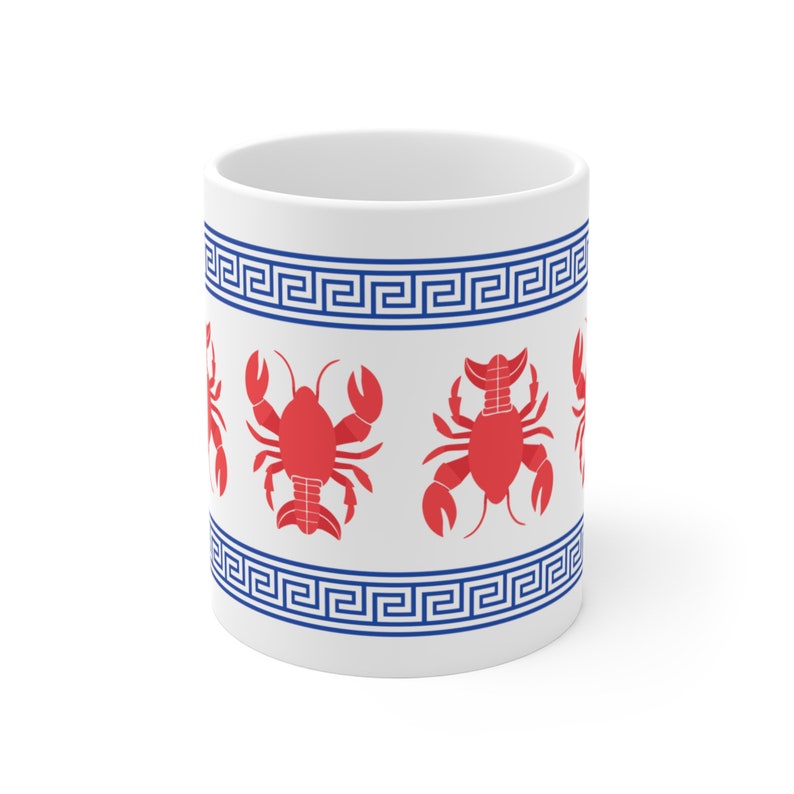 Greek Euro Lobster Mug Gift for Her Cute Coastal Mug Lobster Themed Gift for Mom Lobster Crustacean Gift Mediterranean Lobster Coffee Mug imagem 3