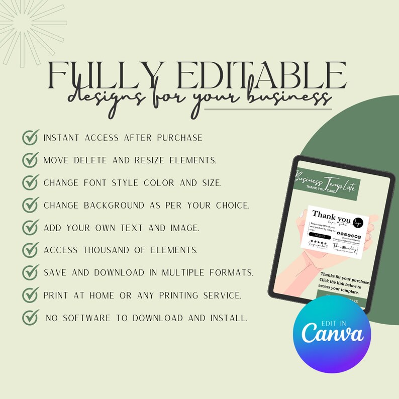 Thank You Card (CANVA TEMPLATE) - Etsy