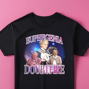 Mrs. Doubtfire Rap Shirt, Photo Collage Shirt With Euphegenia Doubtfire Lettering, Gift for Movie & Film Fans, 90s Celebrity Merch