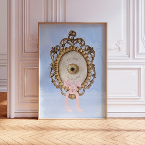 Sztuka ścienna „Coquette”, wydruk akwarelowy „Ring for Champagne” i dekoracja, idealny do stylu baletowego lub dziewczęcych apartamentów, wydruk na wózku barowym