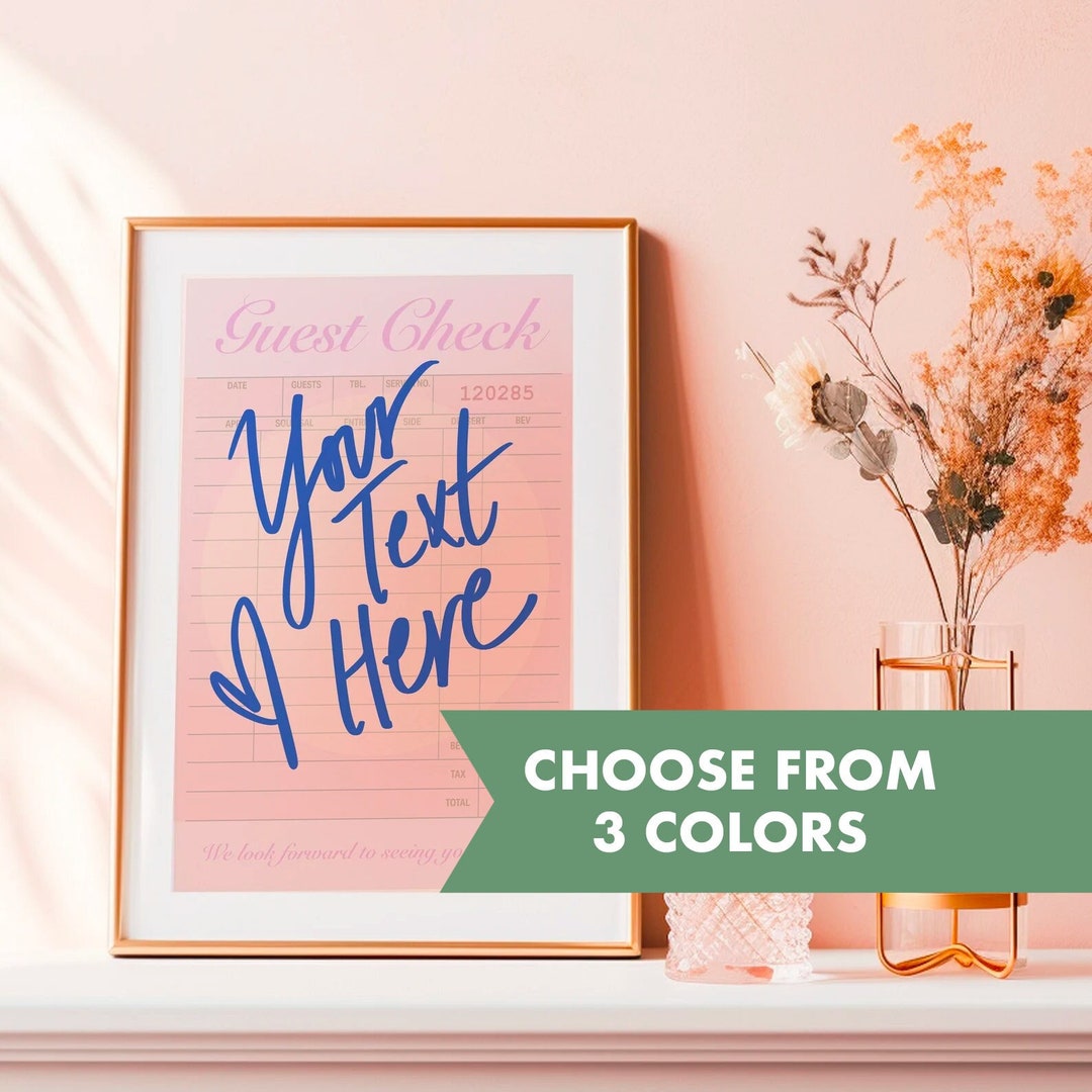 Custom Guest Check Art Download Handwritten Guest Check Art Etsy