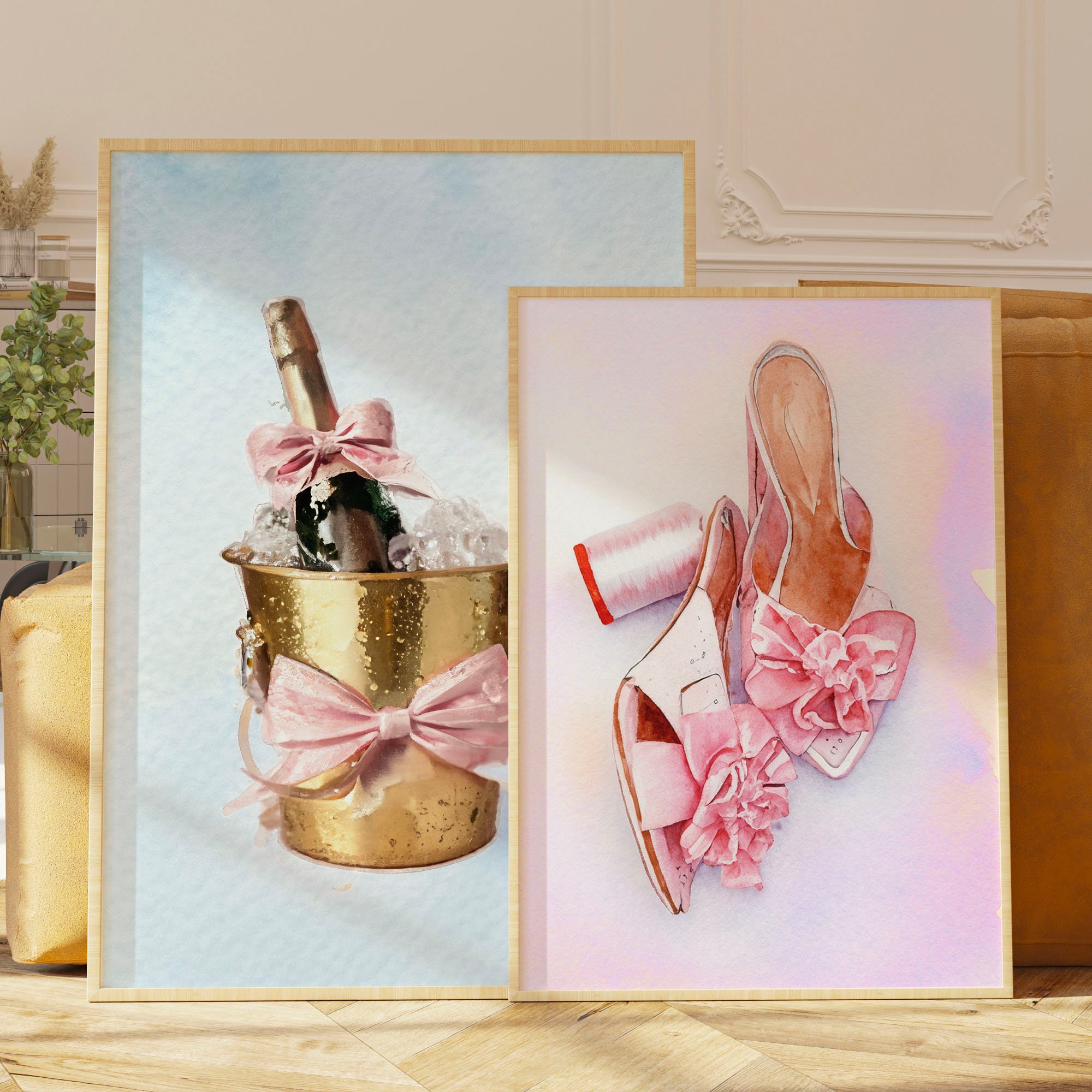 Coquette Room Decor Print, Pink Bow Shoes Watercolor, Balletcore ...