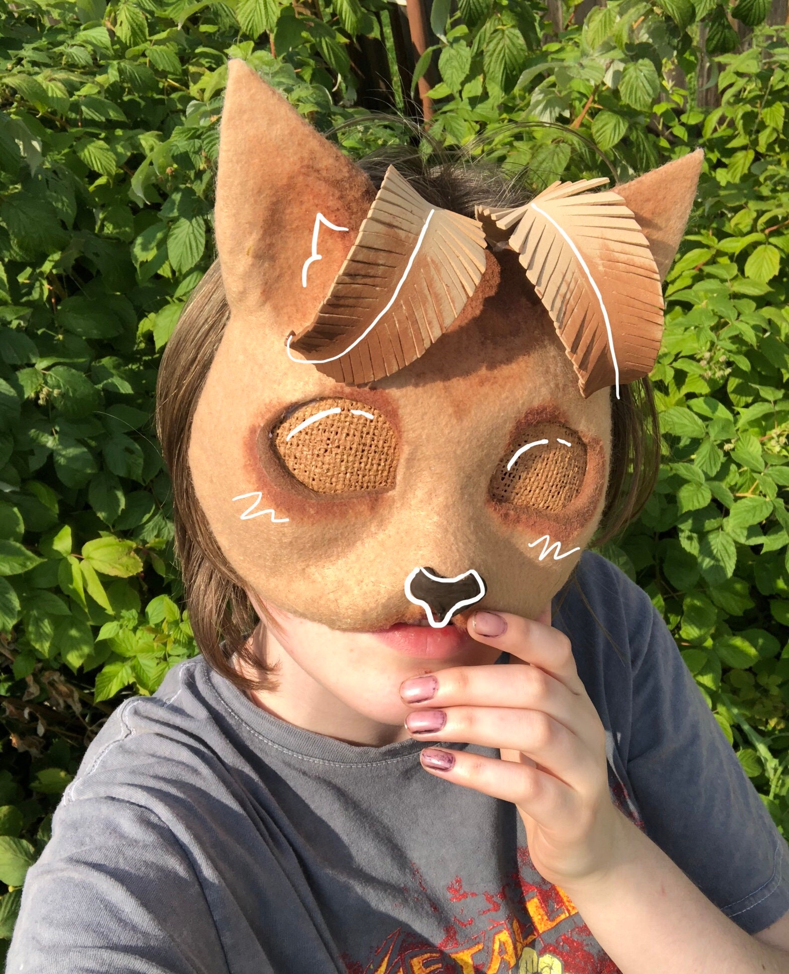 Hand-Crafted Moth Cat Mask